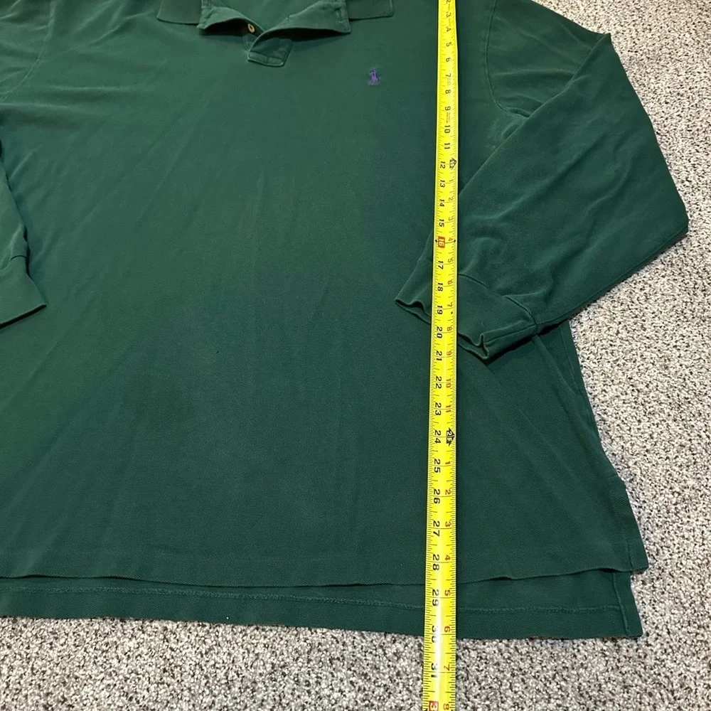 POLO RALPH LAUREN XXL Washed Dark Green Long Sleeve Polo R $125